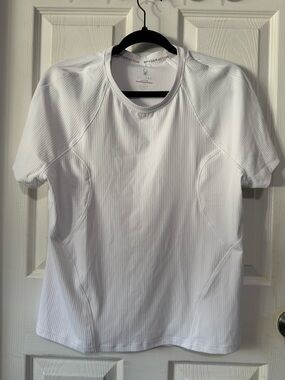 Spyder White Ribbed Short-Sleeve Performance Tee